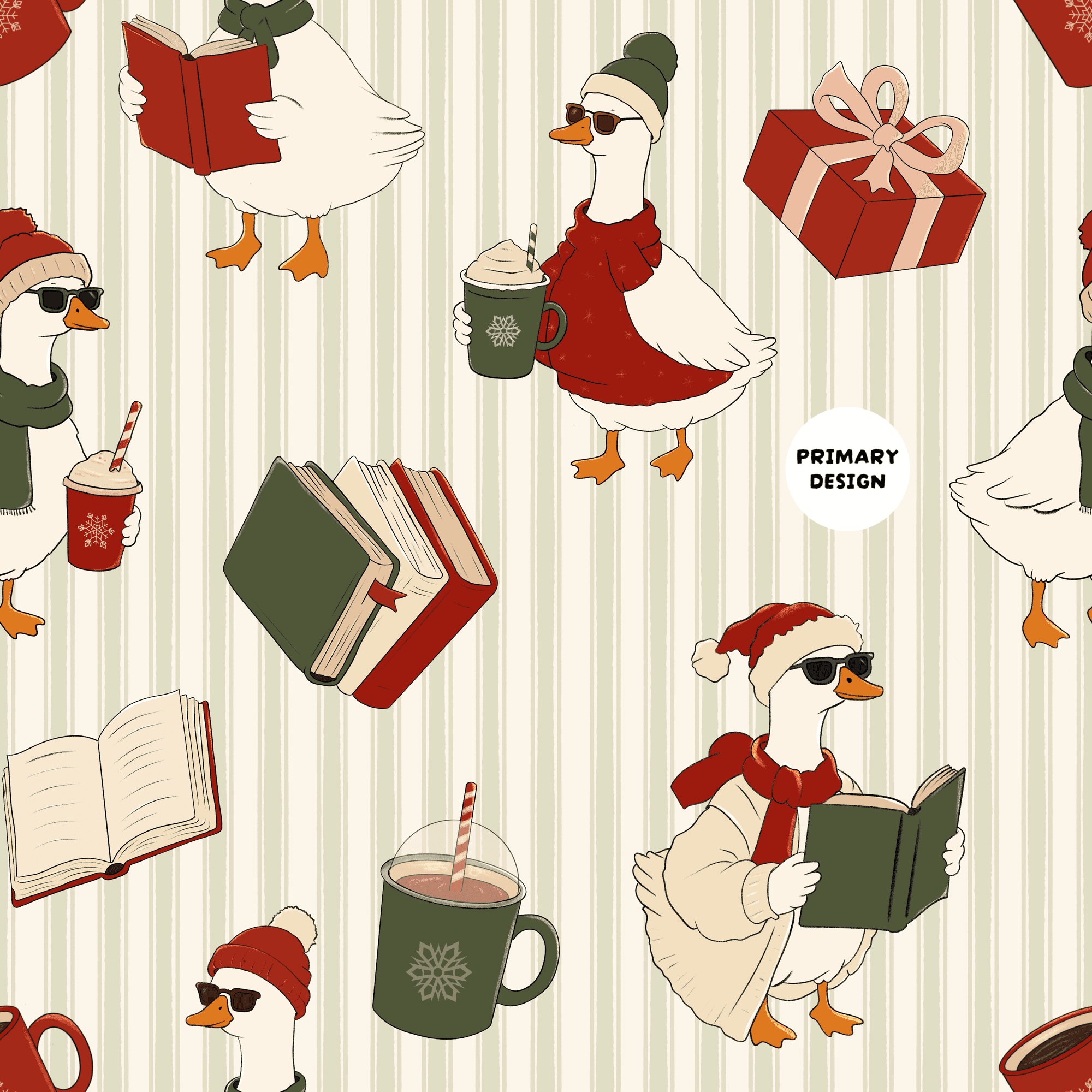 Christmas Goose Seamless Pattern