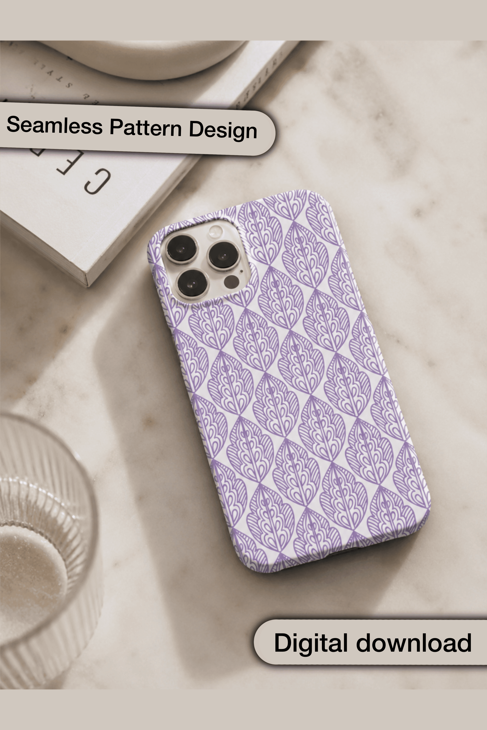 Boho Leaf Damask Seamless Pattern — 5 Color Variations