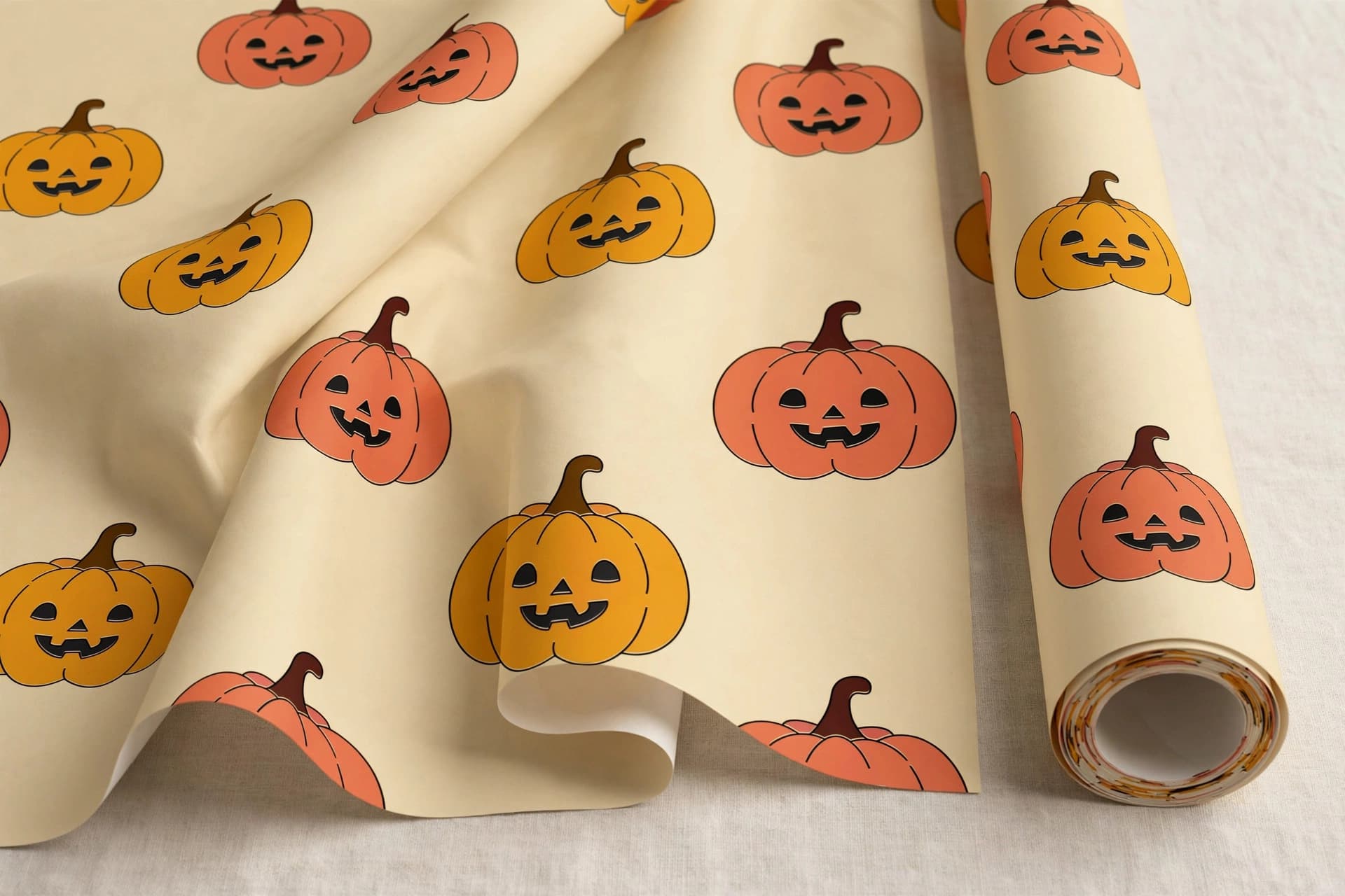 Jack-O-Lantern Pumpkin Seamless Pattern — Cute Halloween Digital Paper